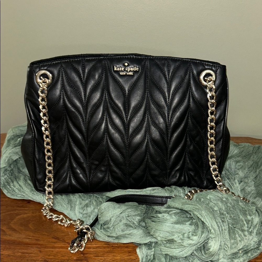 Kate Spade Black Quilted Shoulder Bag with Chain Straps